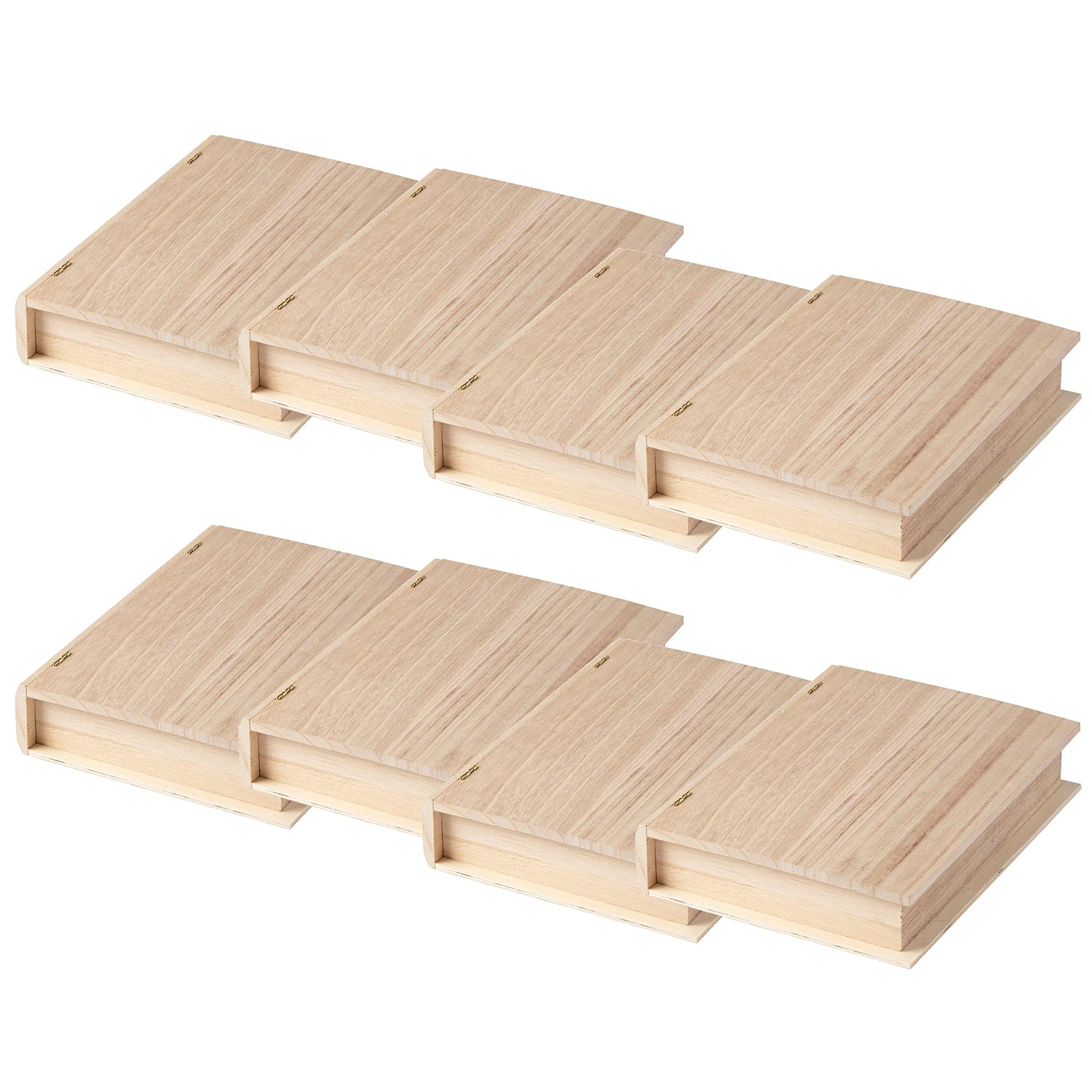 ArtMinds 9.75" Unfinished Wooden Book Box by Make Market - Ready-To-Decorate Wood Box for Trinkets, Coins, Jewlery, Valuables - Bulk 8 Pack Make Market
