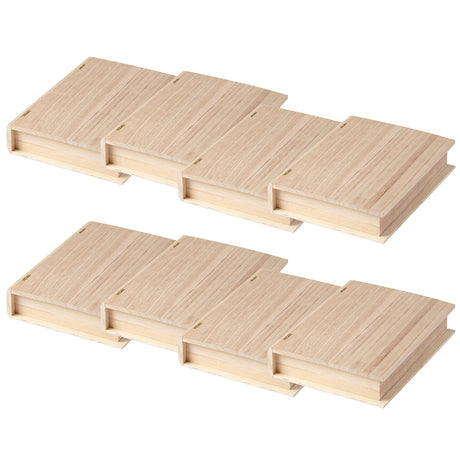 ArtMinds 9.75" Unfinished Wooden Book Box by Make Market - Ready-To-Decorate Wood Box for Trinkets, Coins, Jewlery, Valuables - Bulk 8 Pack Make Market