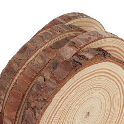 LEXININ 50 PCS Natural Wood Slices, 3.5-3.9 Inch Unfinished Wooden Log Slices, Tree Bark Wood Discs for Craft DIY Ornaments