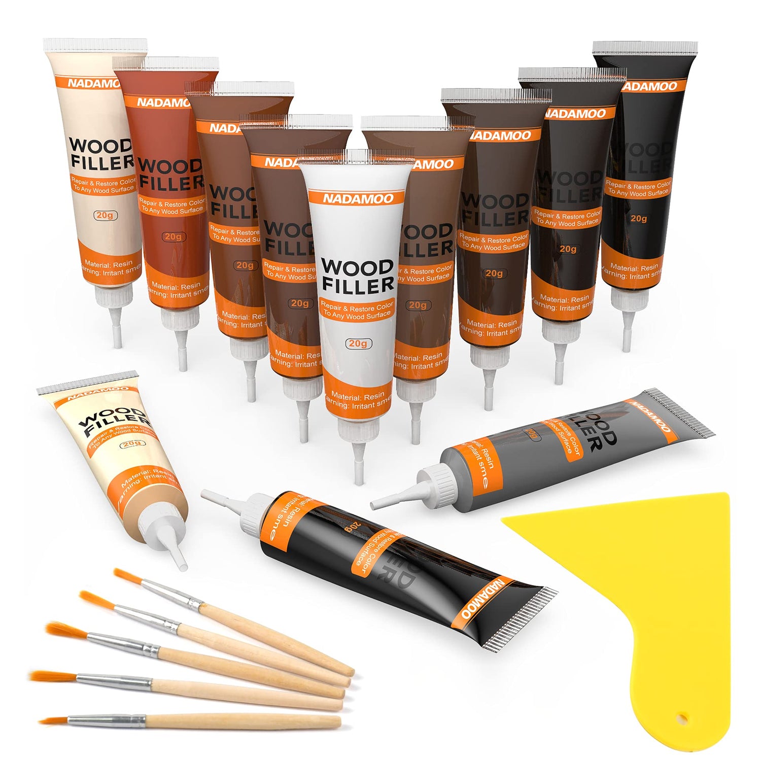 NADAMOO Wood Furniture Repair Kit Wood Filler Scratch Repair Furniture Touch Up Kit Cover Surface Scratch for Wooden Floor Table Door Cabinet Veneer, NADAMOO