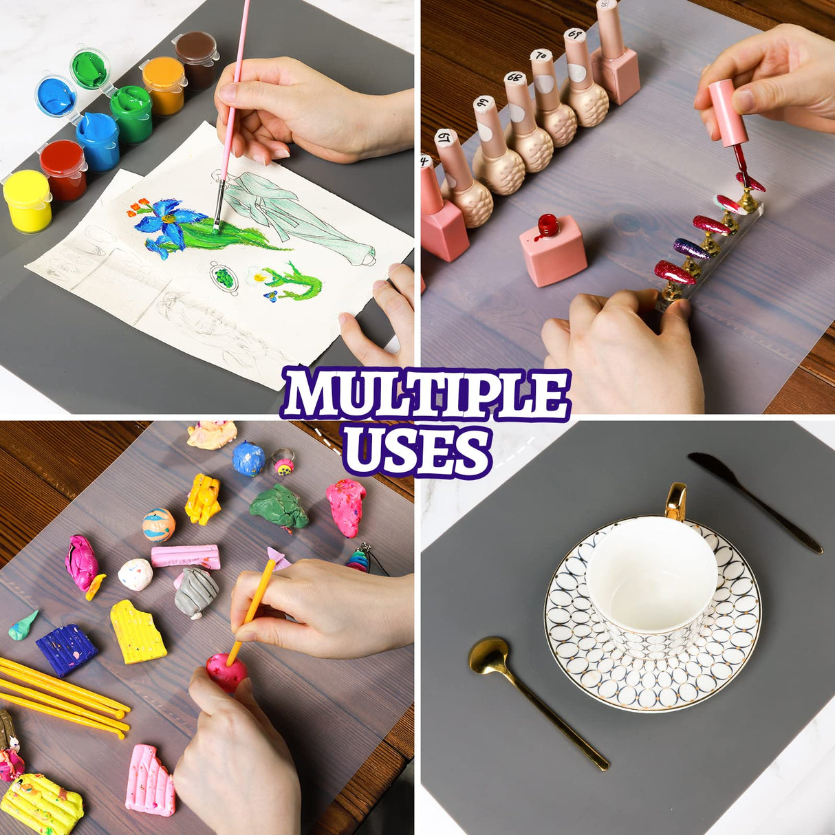 LEORBO Silicone Mat, 2 Pack Silicone Mats for Resin, 15.7"x 11.7" Silicone Sheets for Resin Molds, Silicone Mats for Crafts, Resin Paint Clay Mat, LEOBRO