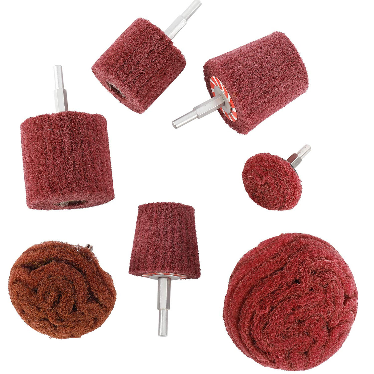 HighFree 7 PCS Non Woven Abrasive Buffing Wheels Drill Attachment Set, Scouring Pads Wheel with 1/4" Shank for Polishing Mirror Stainless Steel HighFree