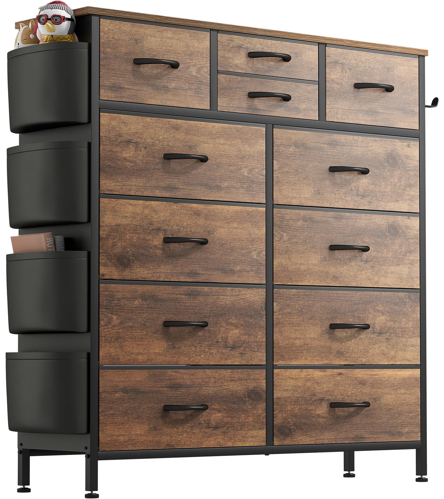 Lulive Dresser for Bedroom with 12 Drawers, Tall Dresser Chest of Drawers with Side Pockets and Hooks, Fabric Dresser Storage Tower for Closet, - WoodArtSupply