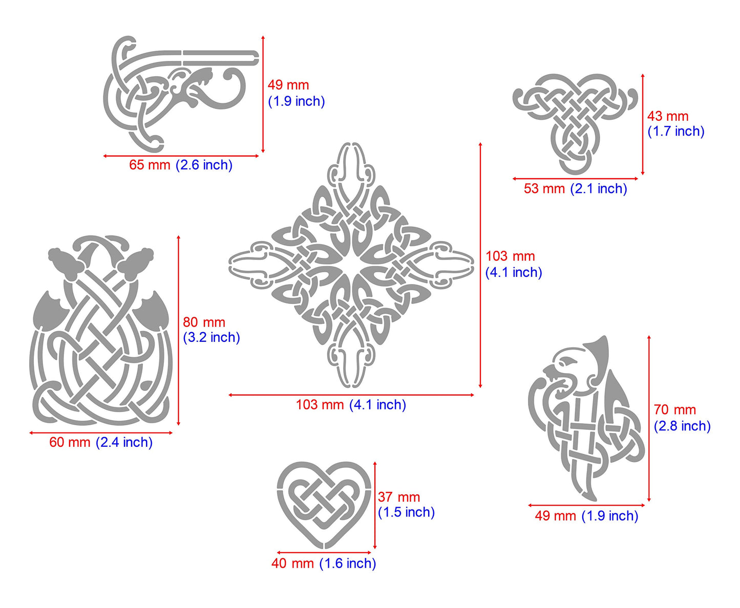 Aleks Melnyk #39.2 Metal Journal Stencil, Celtic Knot, Dragon, Scandinavian, Viking Symbols, Stainless Steel Stencil 1 PCS, Template Tool for Wood