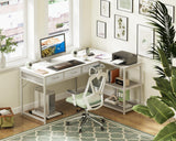 AODK 53 Inch Reversible L Shaped Desk with USB Ports & Fabric Drawers for Home Office & Gaming AODK