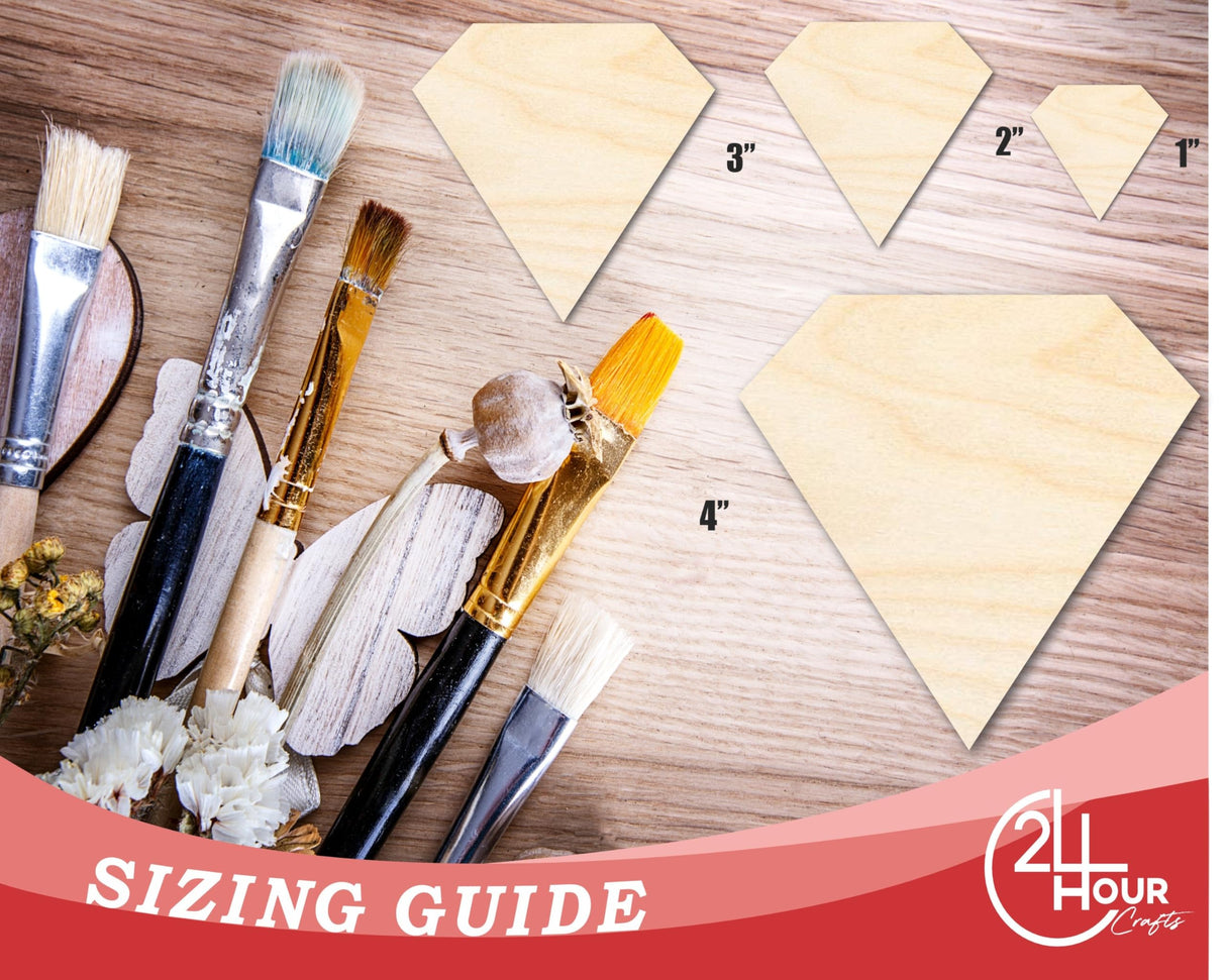 Unfinished Wood Diamond Shape | DIY Craft Cutout | Up to 36" 18" / 3/4" 24 Hour Crafts