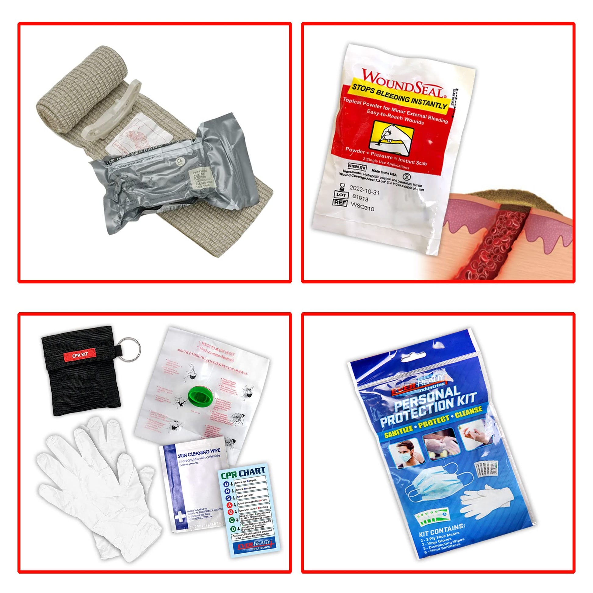 Ever-Ready Industries Outdoor Protection and Workplace First Aid Kit - Includes Burn Ointment, Exceed OSHA Guidelines and ANSI 2009 Standards - 228 - WoodArtSupply