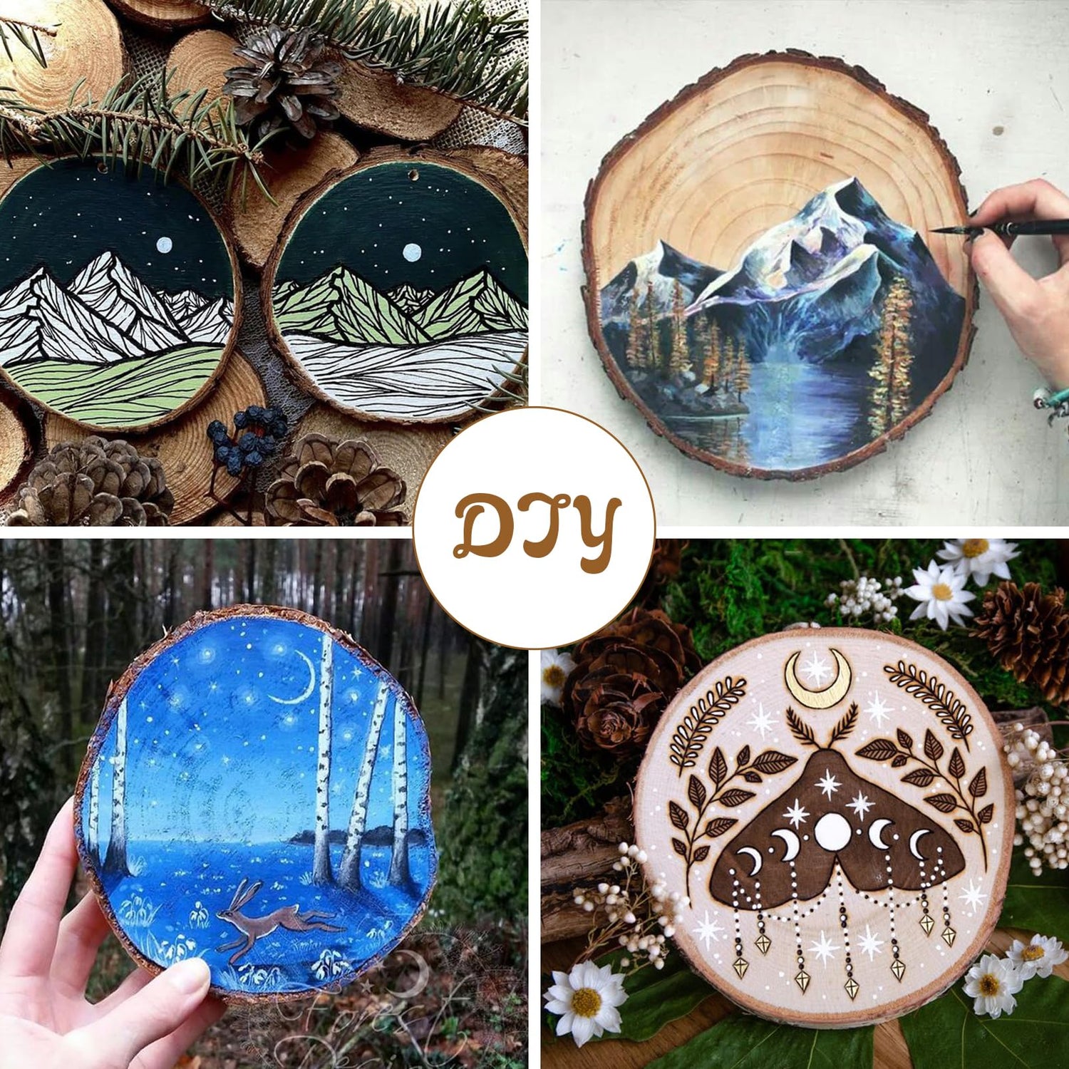 Lemonfilter Natural Wood Slices Craft Wood Kit Wooden Circles Unfinished Log Wooden Rounds for Arts Crafts Wedding Christmas DIY Projects (20-22CM) Lemonfilter