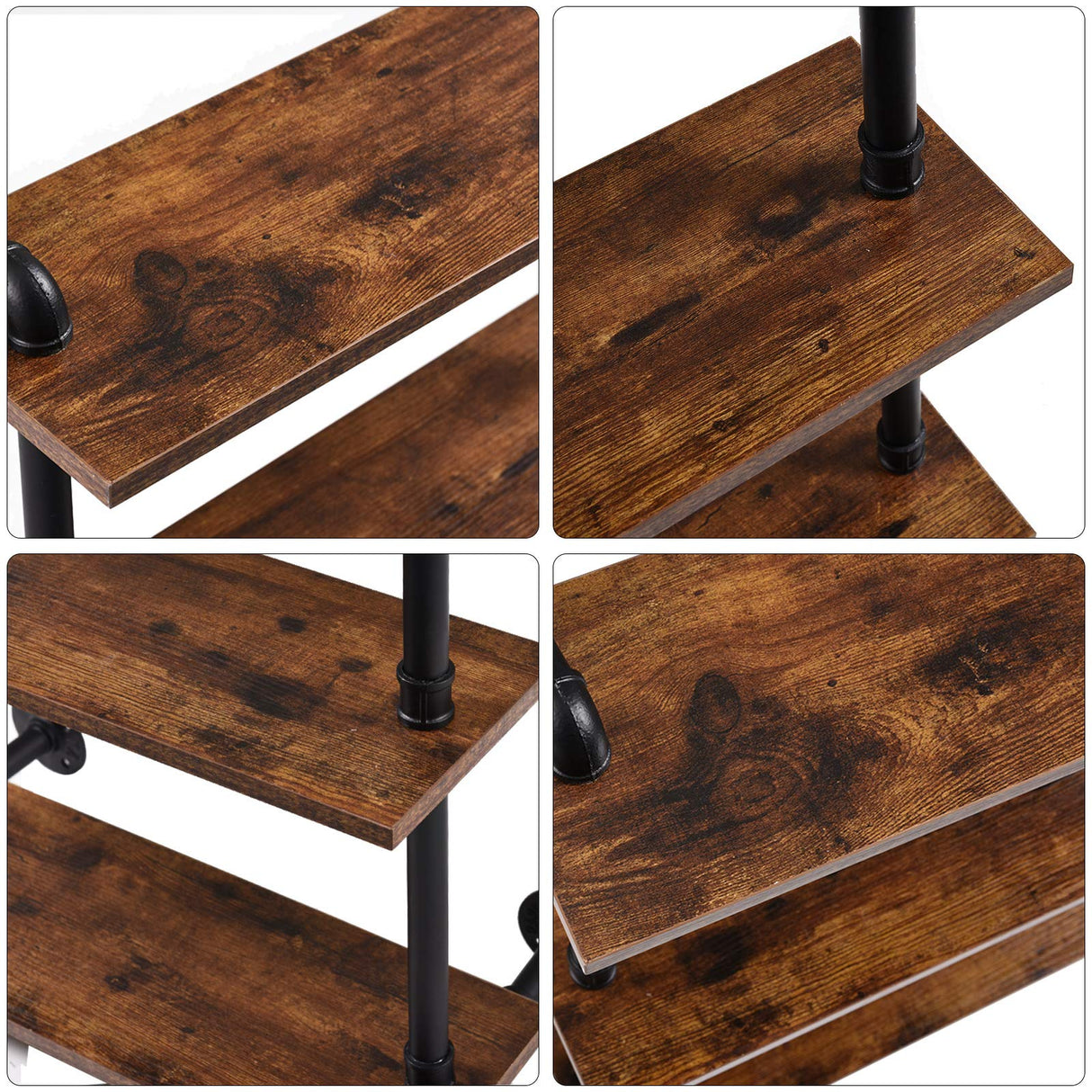 IBUYKE Pipe Floating Shelves,37.5" Industrial Pipe Shelves,3-Tier Rustic Wall Mount Bookcase,Metal Bracket Storage Wall Shelf for Bedroom, Kitchen, IBUYKE