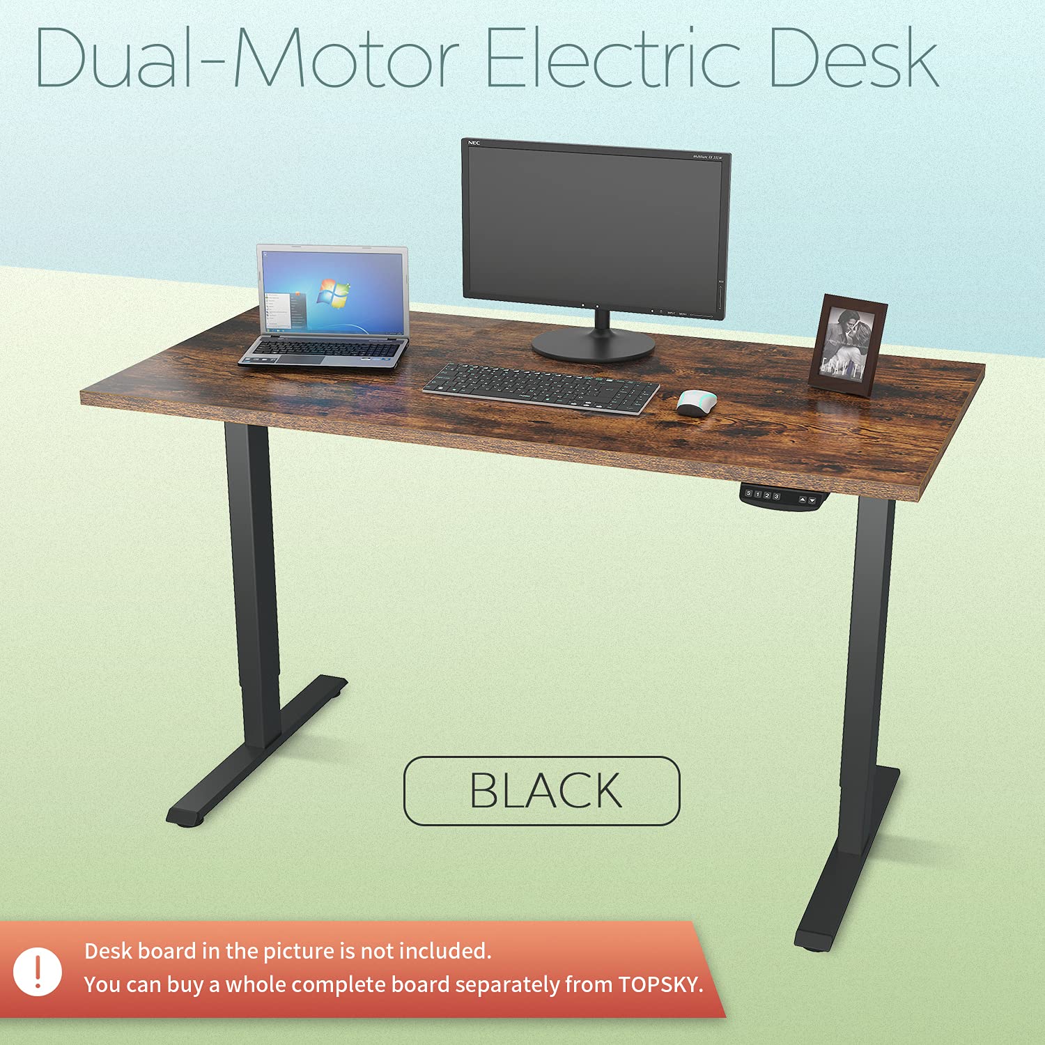 TOPSKY Dual Motor Electric Adjustable Standing Computer Desk for Home and Office (Black Frame only) - WoodArtSupply