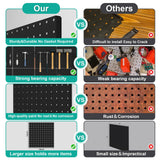 Peg Board, 4 Pack Metal Pegboard Panels Black Pegboards Wall Organizer with Bent Frame Large Heavy Duty Peg Board for Walls Home, Garage Tool Hogurity