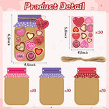 WATINC 30PCS Valentine’s Day Love Candy Jar Craft Kit, Make Your Own Valentines Thankful Candy Mason Jar, DIY Love Heart Candy Jar Decor Craft WATINC