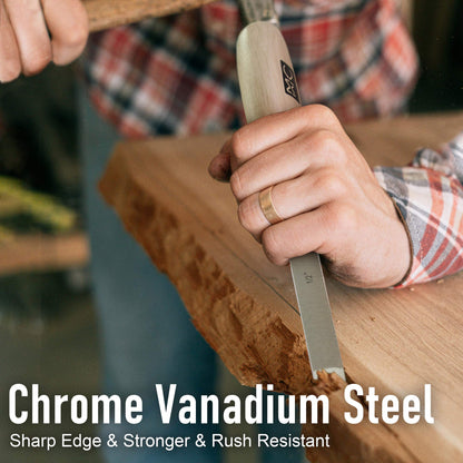 Professional Woodworking Cabinetmakers Mortise Chisel set Chrome-Vanadium Steel with Hornbeam Handles for Carpentry, Woodworking, Carving, Craftsman,