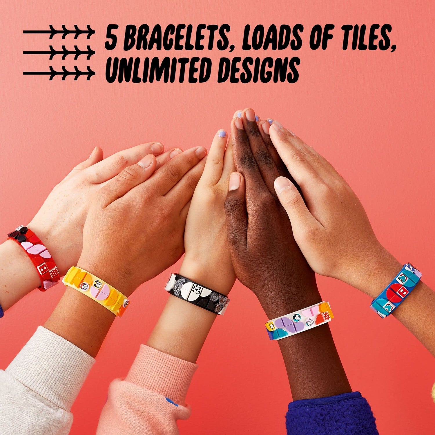 LEGO DOTS Disney Mickey & Friends Bracelets Mega Pack 41947 5in1 Crafts Set, DIY Toy Jewelry Making Kit for Kids, with Glitter and Minnie Mouse Tiles LEGO