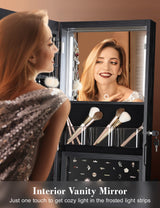 Nicetree 360° Swivel Jewelry Cabinet with Lights, Touch Screen Vanity Mirror, Rotatable Full Length Mirror with Jewelry Storage, Standing Jewelry Nicetree