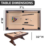 Freetime Fun 7 FT 3 in 1 Multi Game Pool Table with Dining Top Pool Table Ping Pong Table Combo, Includes Pool Table Accessories and Tennis Paddles Freetime Fun