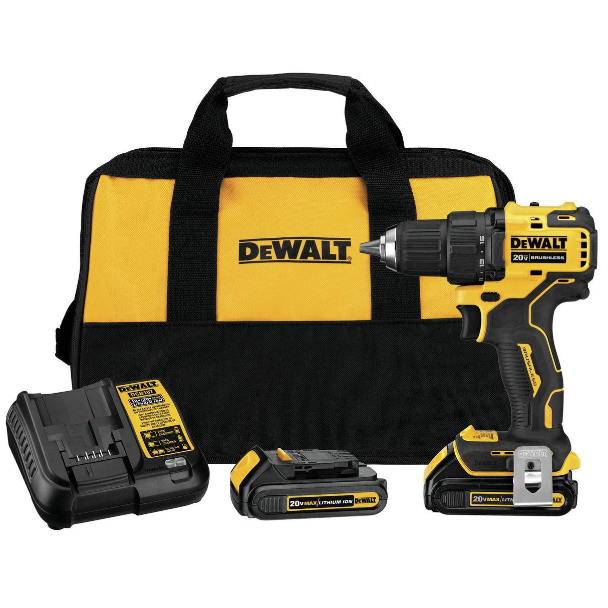 DEWALT 20V MAX* Cordless Drill / Driver Kit, Compact, 1/2-Inch (DCD708C2) DEWALT