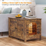 HOOBRO Cat Litter Box Enclosure, Cat Litter Box Furniture with Divider, Hidden Litter Box Furniture, Wooden Pet House, End Side Table, 31.5"L x HOOBRO