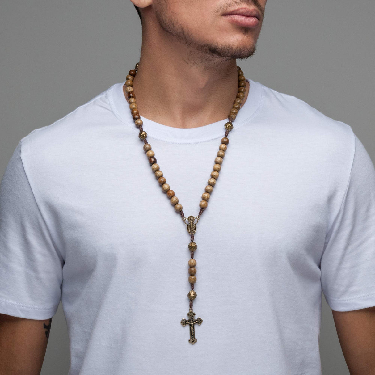 Intercession™ Our Father Sacred Handmade Solid Wood Rosary (Our Lady - Walnut) Intercession