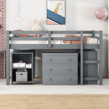 Modern Low Full Loft Bed with Integrated Desk, Dresser, and Storage for Kids by Bellemave Bellemave