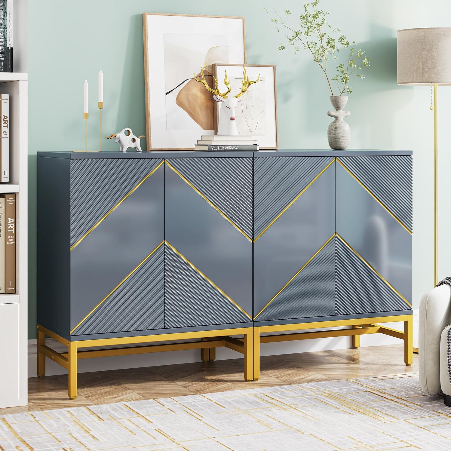 Tribesigns 59 in. Sideboard Storage Cabinet, Multi-Purpose Floor Cabinet with Doors and Adjustable Shelves, Modern Wood Buffet Cabinet for Living Tribesigns