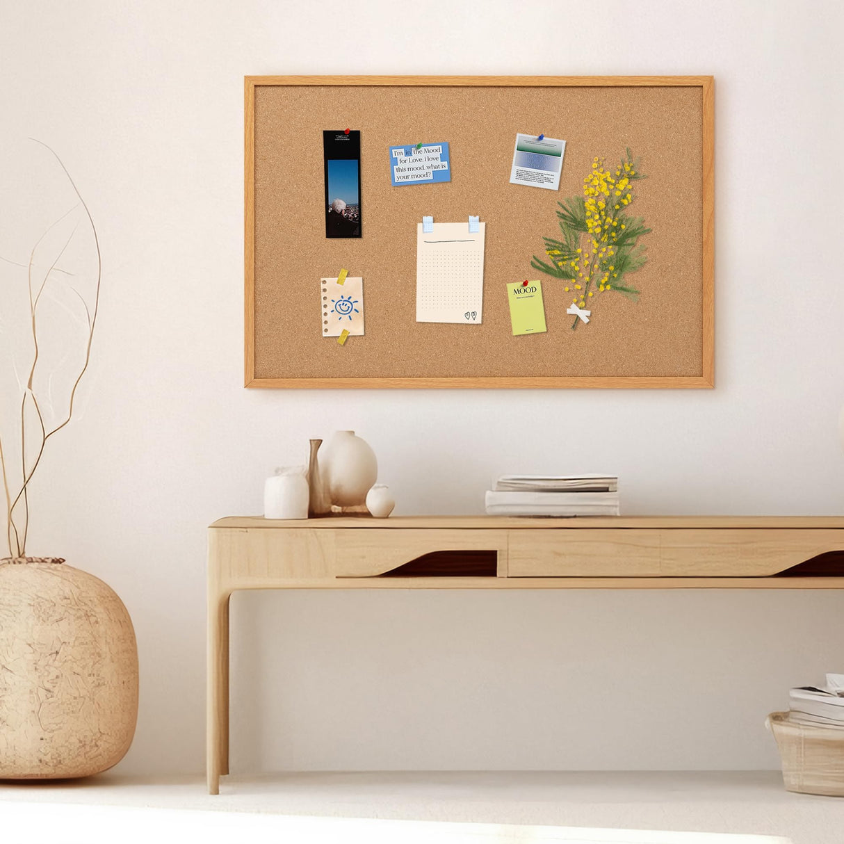 Board2by Cork Board Bulletin Board 24 x 36, Wood Framed Corkboards for Wall Decor, Hanging Office Message Board, Large Wall Mounted Notice Pin Board Board2by