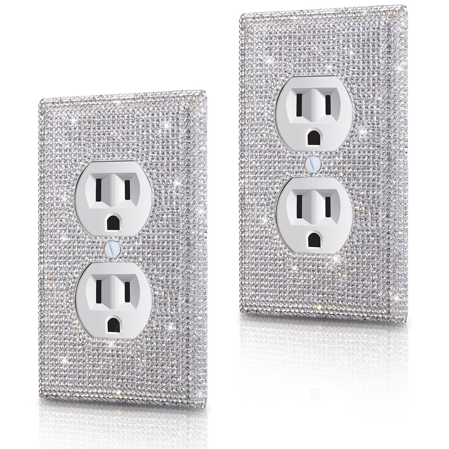 2 Pieces Sparkly Light Switch Cover Bling Outlets Cover Bling Light Switch Cover Diamond Outlet Cover Rhinestones Wall Plate Cover Crystal Shiny Wall TOODOO
