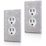 2 Pieces Sparkly Light Switch Cover Bling Outlets Cover Bling Light Switch Cover Diamond Outlet Cover Rhinestones Wall Plate Cover Crystal Shiny Wall TOODOO