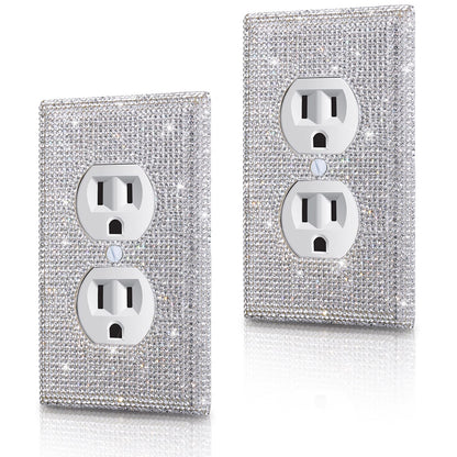 2 Pieces Sparkly Light Switch Cover Bling Outlets Cover Bling Light Switch Cover Diamond Outlet Cover Rhinestones Wall Plate Cover Crystal Shiny Wall - WoodArtSupply