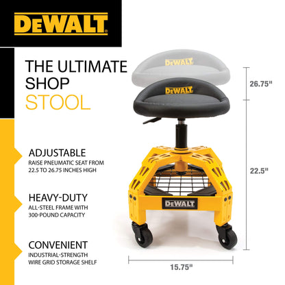 DEWALT 41562 DXSTAH025 Adjustable Shop Stool with Casters - WoodArtSupply