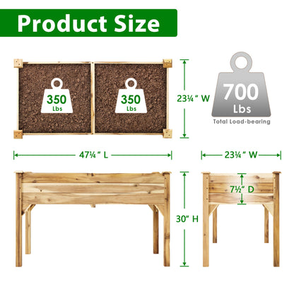 PrimeZone 48 x 24 x 30 in Acacia Wood Raised Garden Bed - Elevated Planter Box with Legs, Plant Stand Outdoor for Herbs, Vegetables, Flowers in