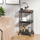 OKZEST 3 Tier Bar Cart for Home, Rolling Mini Liquor Bar for Wine Beverage Dinner Party, Utility Kitchen Storage Island Serving Cart on Wheels, OKZEST