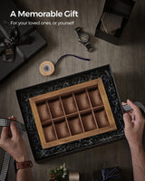 SONGMICS Watch Box, 10-Slot Watch Case, Solid Wood Watch Box Organizer with Large Glass Lid, Watch Display Case with Removable Pillows, Gift for SONGMICS