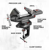 HimaPro Dual Purpose Bench Vise | Table Vise Clamp-On with Quick Adjustment Universal Rotate 360° - 3.3Inch Metallic Black - Portable Vice for HimaPro