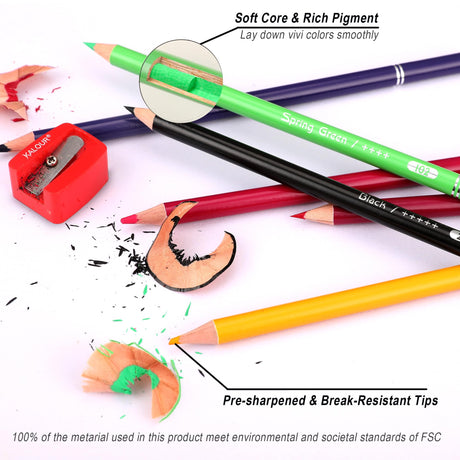 KALOUR Pro Colored Pencils,Set of 520 Colors,Artists Soft Core with Vibrant Color,Ideal for Drawing Sketching Shading,Coloring Pencils for Adults KALOUR