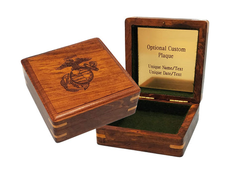 Stanley London Engravable Military Hardwood Storage Box | Perfect for dog tags, challenge coins, or service award medals | Personalized Military Wood Stanley London