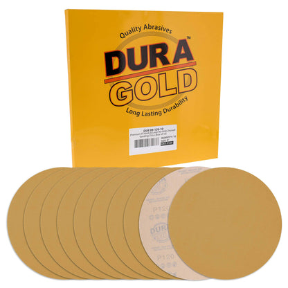 Dura-Gold Premium 9" Drywall Sanding Discs - 120 Grit (Box of 10) - High-Performance Sandpaper Discs with Hook & Loop Backing, Fast Cutting Aluminum