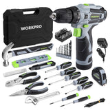 WORKPRO Home Tool Kit with Power Drill, 108PCS Power Home Tool Set with 12V 1.5 Ah Battery Powered Screwdriver and Tool Box, Electric Cordless Drill WORKPRO