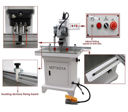 TECHTONGDA Hinge Boring Drill Press Machine Woodworking Wood Hole Puncher Cutter Adjustable Drilling Depth 3Z-45-9.5 - WoodArtSupply