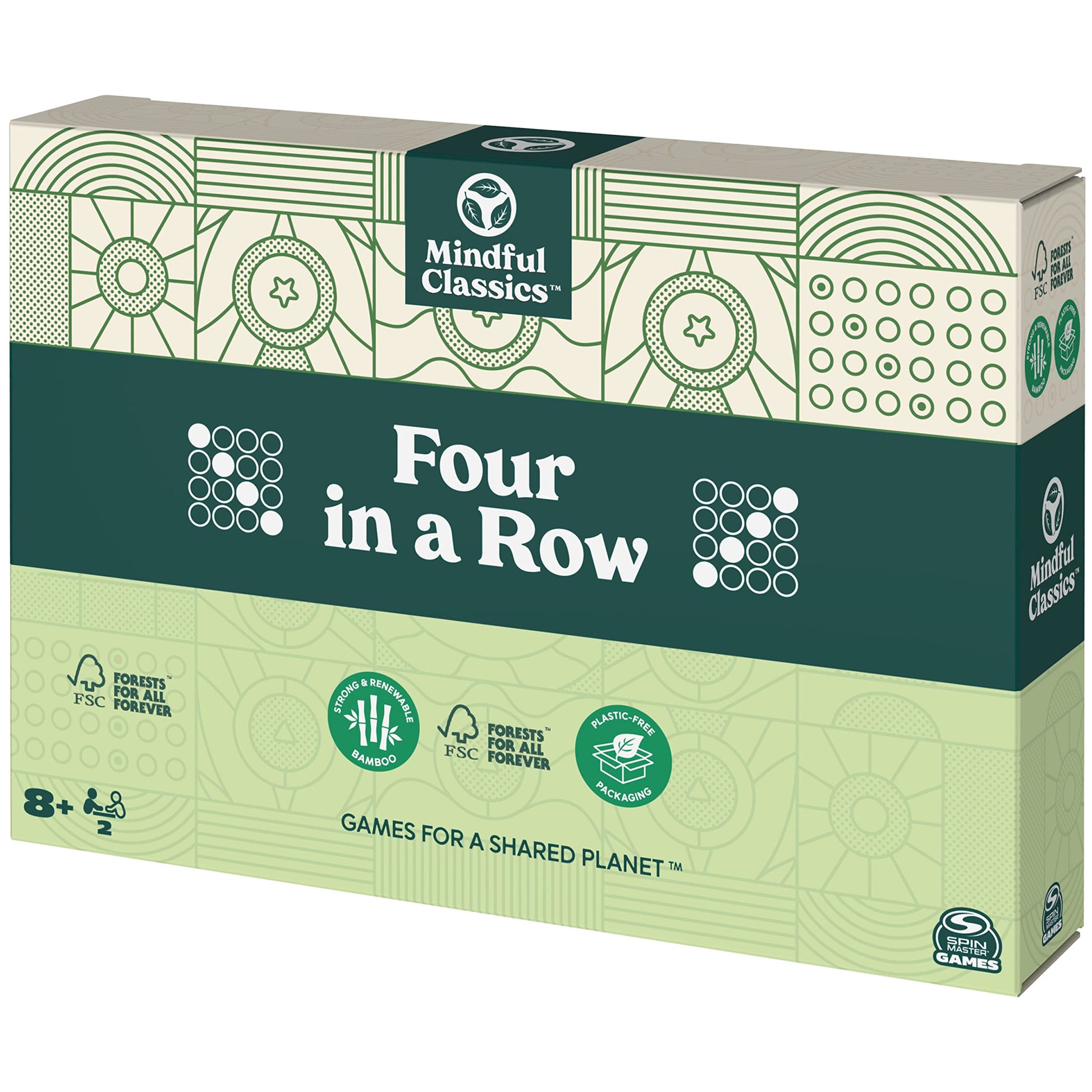 Mindful Classics, Four in a Row Family Board Game with Bamboo and Recycled Plastic Earth Day Eco-Friendly Products, for Adults and Kids Ages 8 and up - WoodArtSupply