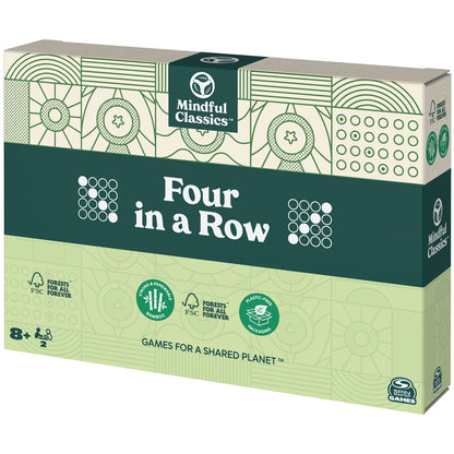 Mindful Classics, Four in a Row Family Board Game with Bamboo and Recycled Plastic Earth Day Eco-Friendly Products, for Adults and Kids Ages 8 and up - WoodArtSupply