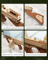 RoWood Tommy Rubber Band Gun 3D Wooden Puzzle Model Kit for Adults and Teens rowood
