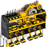 Spampur Power Tool Organizer Wall Mount with Charging Station, 6 Drill Holders Tool Shelf, Heavy Duty Garage shelves Utility Tool Storage, Tool Spampur