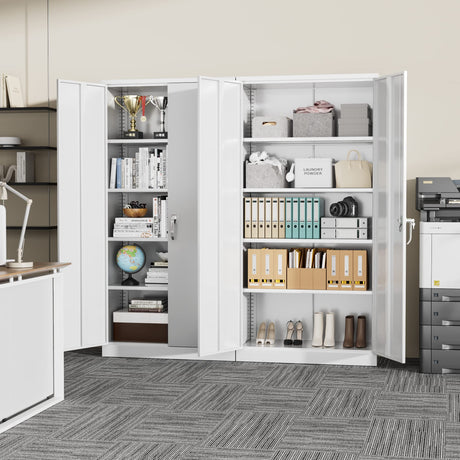Greenvelly White Metal Storage Cabinet, 72" Steel Locking Cabinet with Doors and 4 Adjustable Shelves, Tall Tool Cabinets Lockable File Cabinet for Greenvelly
