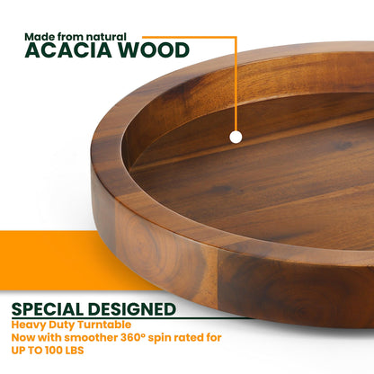 TIDITA 10" Acacia Lazy Susan Turntable for Table - Wooden Charcuterie Boards Cheese Board - Extra Large Lazy Susan Organizer - Kitchen Turntable for - WoodArtSupply