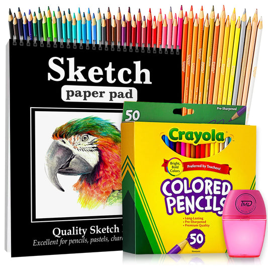 The Mega Deals Colored Pencils with Sketch book. Premium 50 Colored Pencils for Adult Coloring with sketchbook, drawing pad. Artist Color Pencils - WoodArtSupply