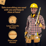 LAUTUS Suede Tool Belt/Pouch/Bag/Work Apron | Carpenter, Construction, Framers, Electrician |11 Pockets | Adjustable Double Pronged Belt | 2 Hammer LAUTUS