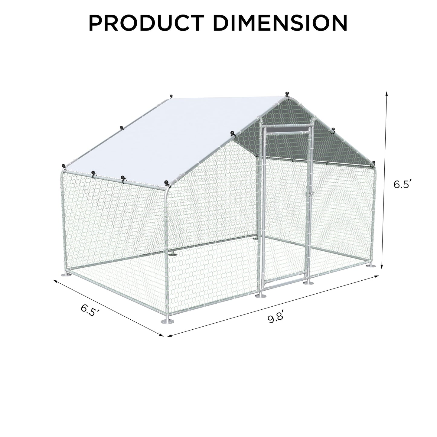 HBlife Large Metal Chicken Coop with Anti-Uv and Waterproof Cover Outdoor Chicken Runs for Yard Walk-in Poultry Habitat Cage for Backyard Farm (9.8' - WoodArtSupply