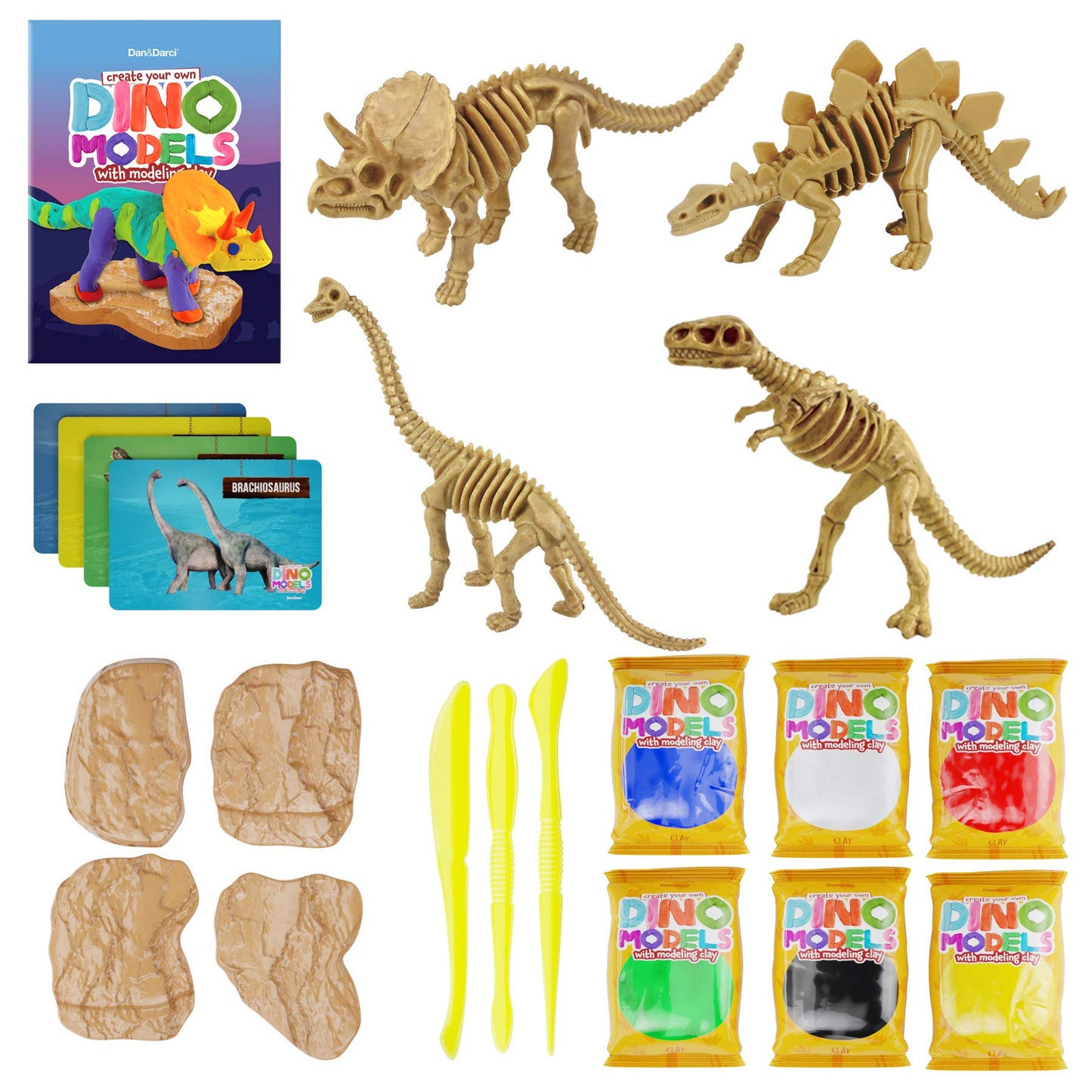 Dino Models, Clay Craft Kit - Dinosaur Arts and Crafts for Kids- Build a Dinosaur Gifts for Boys & Girls - Build 4 Dinos with Air Dry Magic Modeling - WoodArtSupply