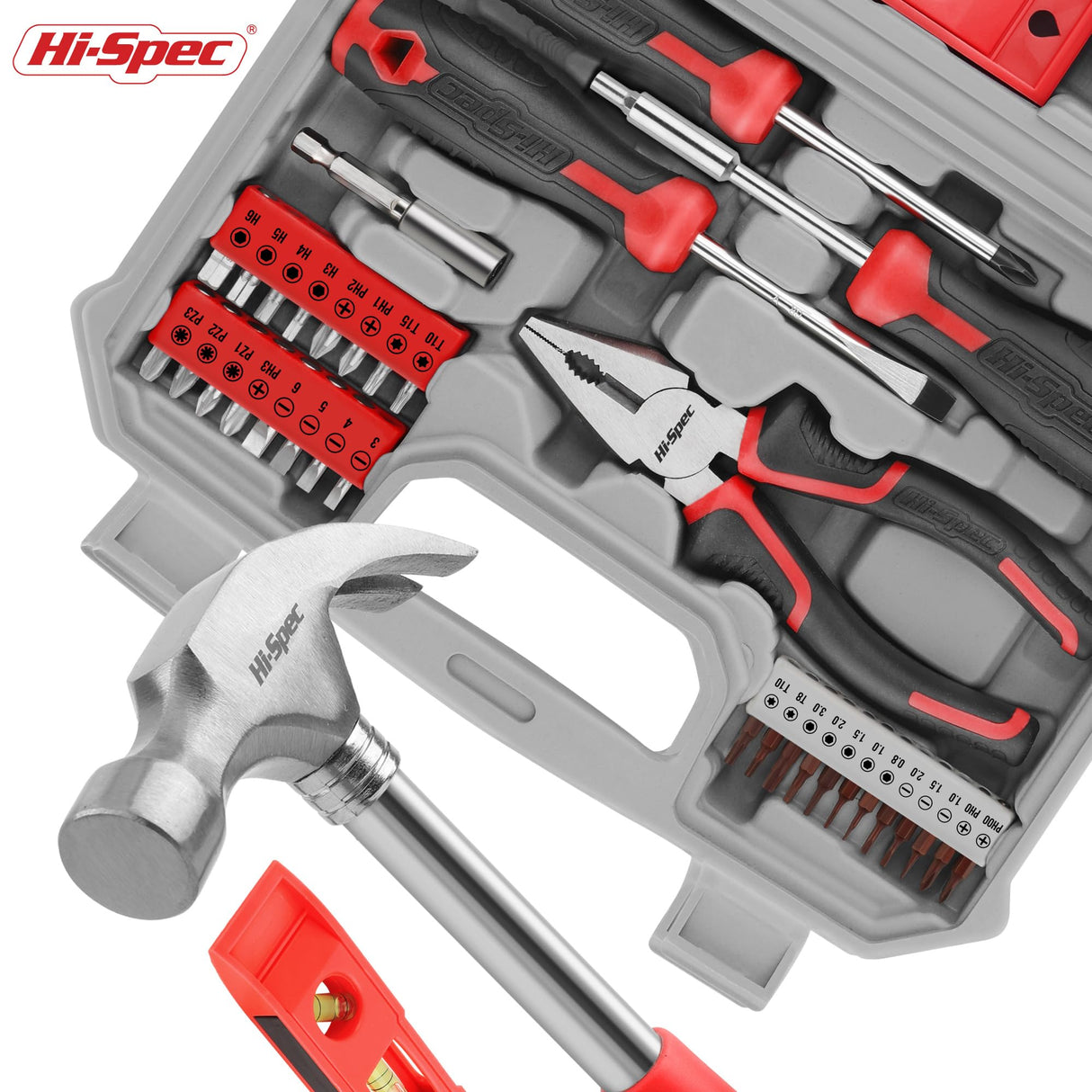 Hi-Spec 42pc Red Household DIY Small Tool Kit. Tool Box Set of Starter Basic Tools Kit for Home & Office Hi-Spec
